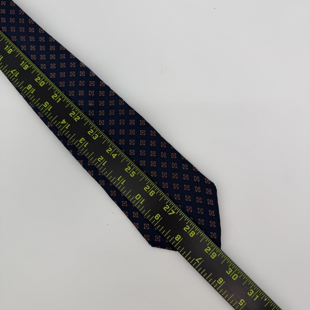 Pierre Balmain Vintage Navy Blue Floral Medallion 100% Silk Tie 58" *See Photo - Picture 5 of 8